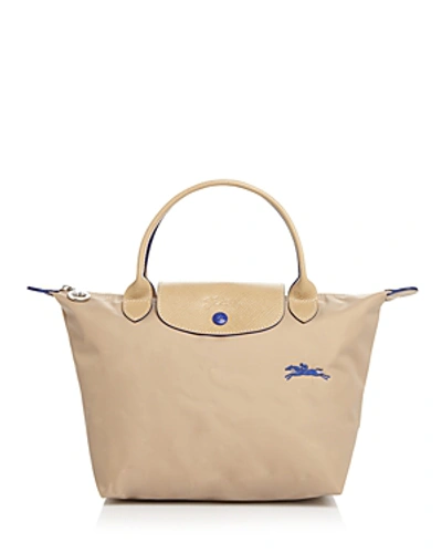 Shop Longchamp Le Pliage Club Small Nylon Travel Bag In Beige/silver