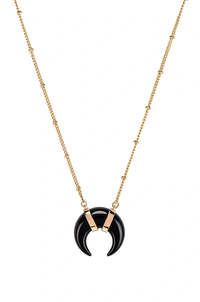 Shop Elizabeth Stone Cat's Eye Crescent Necklace In Metallic Gold. In Gold & Onyx