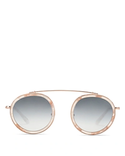 Shop Krewe Conti Women's Mirrored Brow Bar Round Sunglasses, 46mm In Azalea Rose Gold/silver Gradient