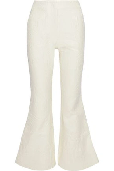 Shop Beaufille Woman Zelus Cotton-blend Matelassé Flared Pants Cream