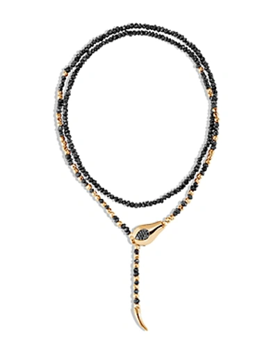 Shop John Hardy 18k Yellow Gold Legends Cobra Necklace With Black Spinel & Black Rough Diamond In Gold/black