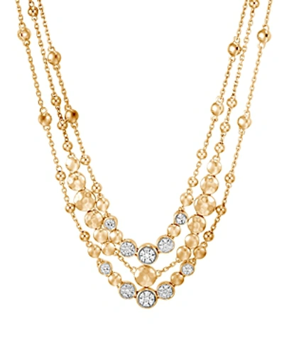 Shop John Hardy 18k Yellow Gold Dot Hammered Multi-row Necklace With Diamond, 18 In White/gold