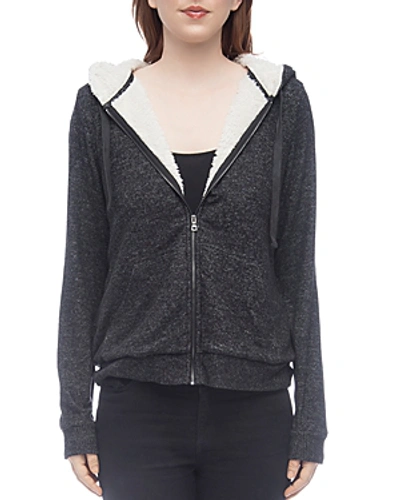 Shop B Collection By Bobeau Remington Sherpa-lined Zip Hoodie In Raven Black Mix