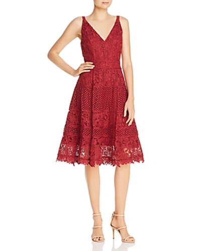 Shop Adelyn Rae Woven Lace Paneled Dress In Berry