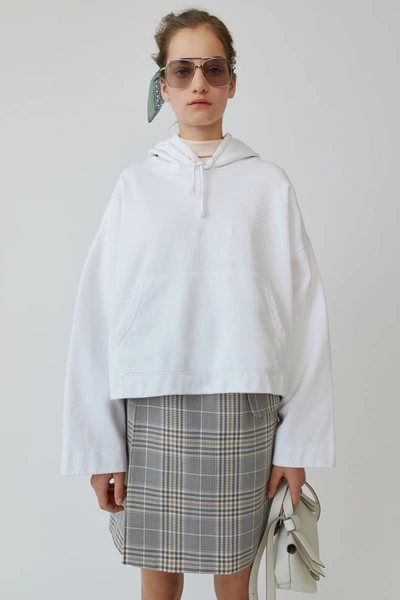 Shop Acne Studios Joghy Emboss Optic White In Embossed-logo Hooded Sweatshirt
