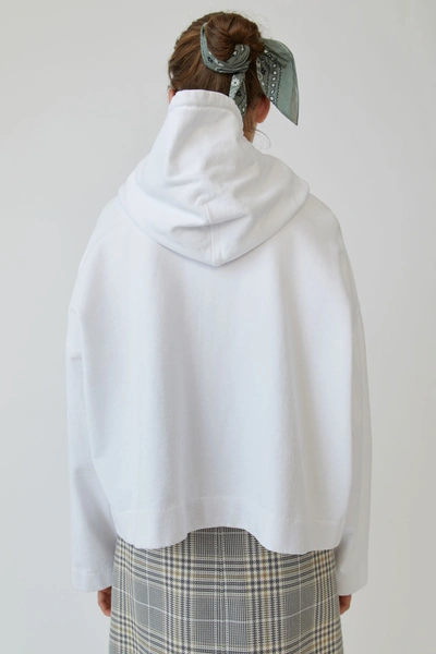 Shop Acne Studios Joghy Emboss Optic White In Embossed-logo Hooded Sweatshirt