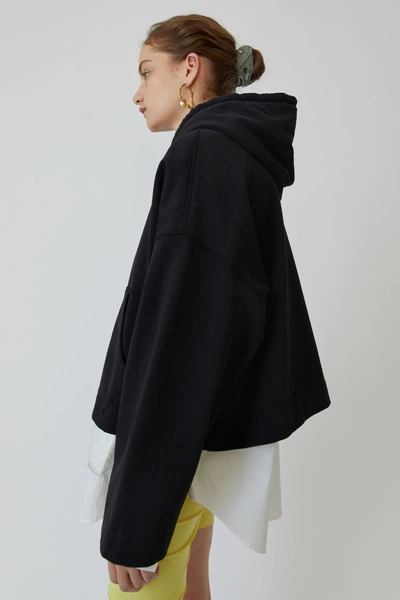 Shop Acne Studios Joghy Emboss Black In Embossed-logo Hooded Sweatshirt