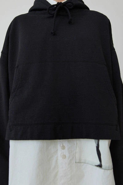 Shop Acne Studios Joghy Emboss Black In Embossed-logo Hooded Sweatshirt