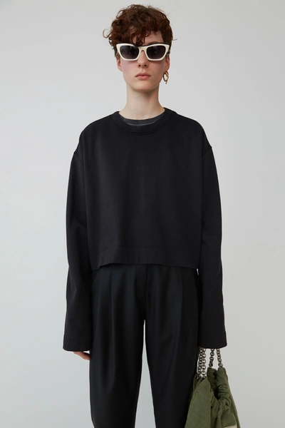 Shop Acne Studios Odice Emboss Black In Embossed-logo Sweatshirt