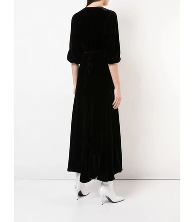 Shop Ganni Black Velvet Wrap Dress