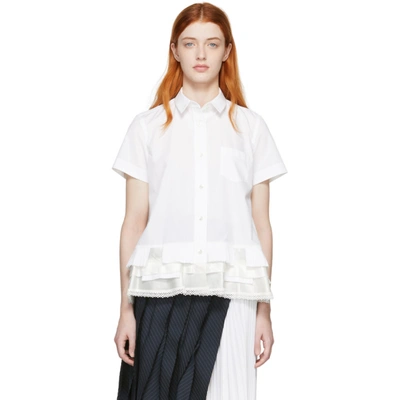 Shop Sacai White Poplin Short Sleeve Shirt