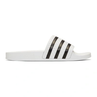 Shop Adidas Originals White Adilette Pool Slides