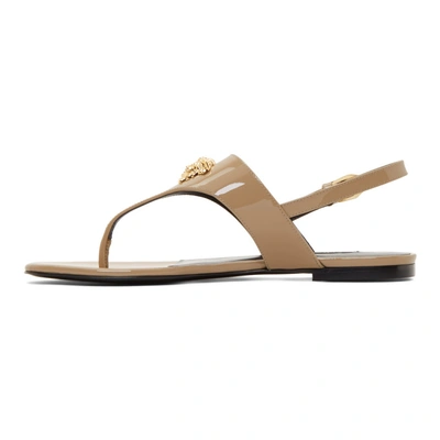 Shop Versace Beige Patent Medusa Palazzo Sandals In D2joh Nude