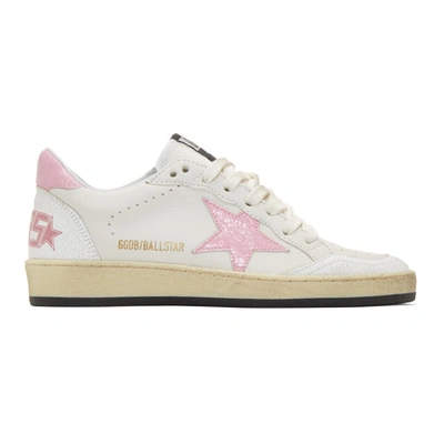 Shop Golden Goose White And Pink Ball Star Sneakers