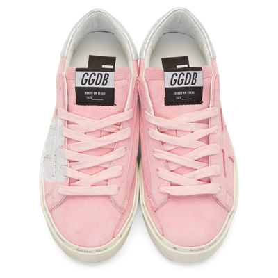 Shop Golden Goose Pink Silver Leaf Hi Star Sneakers