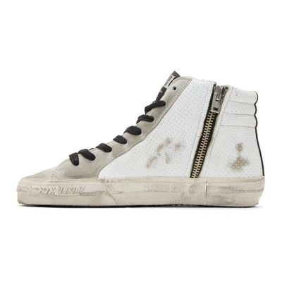 Shop Golden Goose White And Grey Slide Sneakers