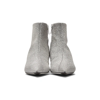 Shop Balenciaga Silver Glitter Ankle Boots In 8100 Silver