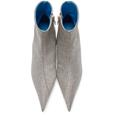 Shop Balenciaga Silver Glitter Ankle Boots In 8100 Silver
