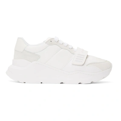 Shop Burberry White Regis Sneakers In Optic White