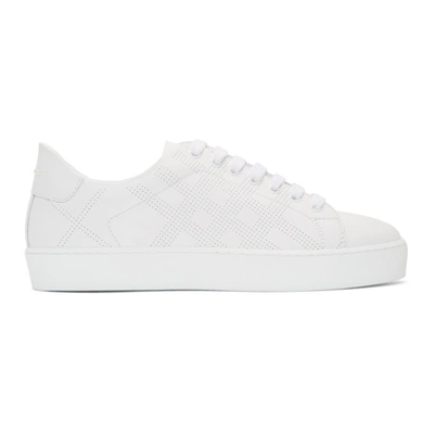 Shop Burberry White Westford Sneakers