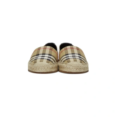 Shop Burberry Beige Check Hodgeson Espadrilles In Ant Yellow