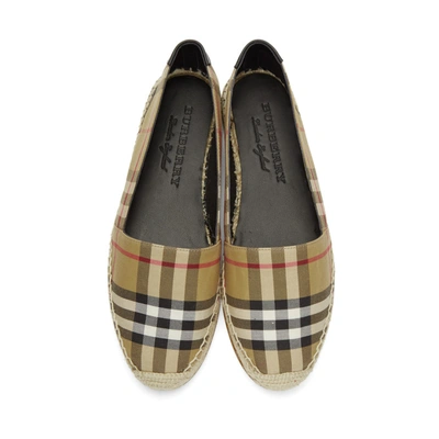 Shop Burberry Beige Check Hodgeson Espadrilles In Ant Yellow