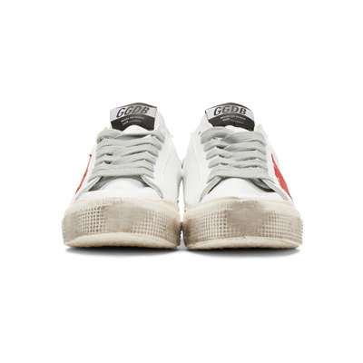 Shop Golden Goose White And Silver May Sneakers