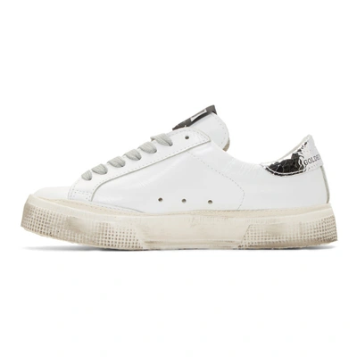 Shop Golden Goose White And Silver May Sneakers