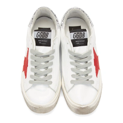 Shop Golden Goose White And Silver May Sneakers