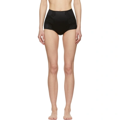 Shop Dolce & Gabbana Dolce And Gabbana Black Satin High-waisted Slip-in Briefs In N0000 Black