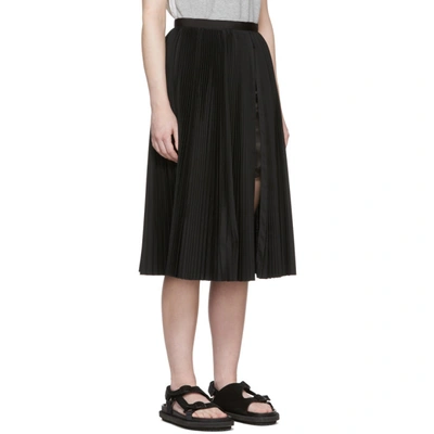 Shop Sacai Black Pleated Poplin Skirt