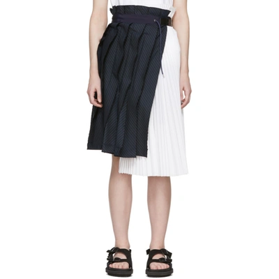 Shop Sacai Navy And White Pinstripe Skirt In Navy/wht