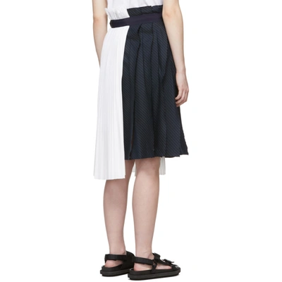Shop Sacai Navy And White Pinstripe Skirt In Navy/wht