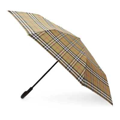 Shop Burberry Beige Vintage Check Trafalgar Umbrella In Ant Yellow