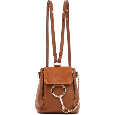 Shop Chloé Chloe Tan Mini Faye Backpack In 25m Tan