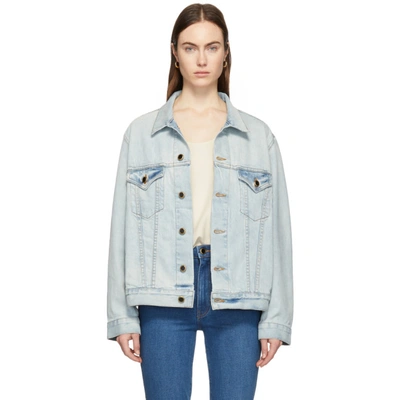 Shop Khaite Blue Denim Oversized Cate Jacket In 012 London