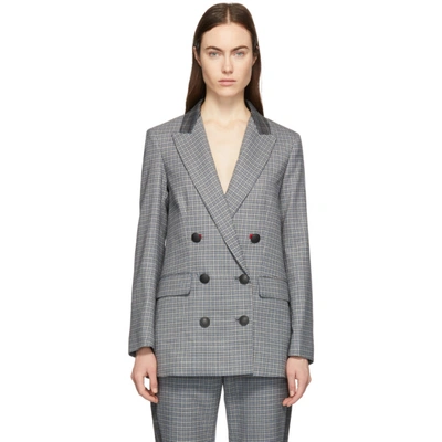 Shop Rag & Bone Rag And Bone Grey And Blue Check Ellie Blazer