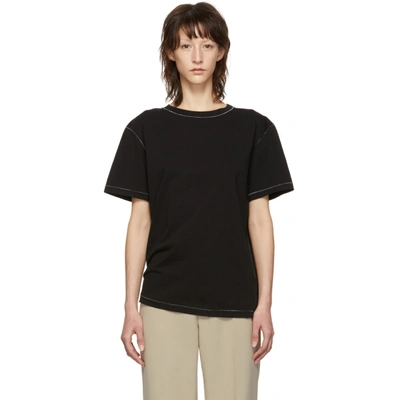 Shop Helmut Lang Black Contrast Stitch Detail T-shirt
