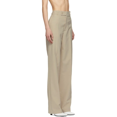 Shop Helmut Lang Beige Poly Suit Trousers