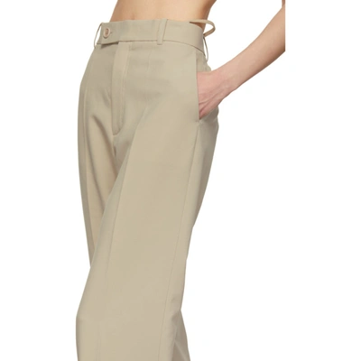 Shop Helmut Lang Beige Poly Suit Trousers