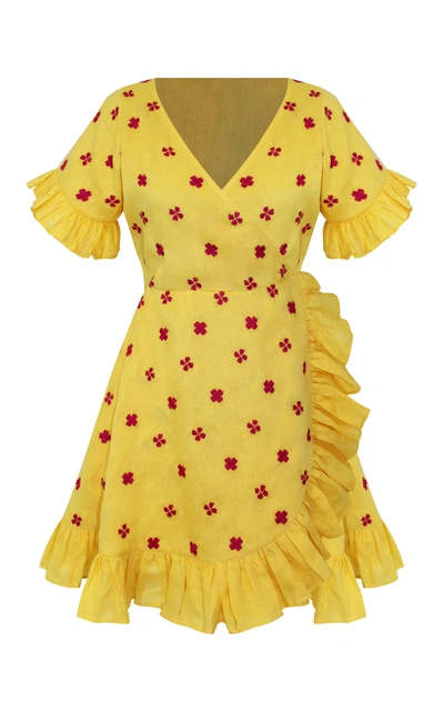 Shop All Things Mochi Dory Linen Mini Dress In Yellow