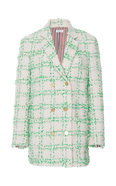 Shop Thom Browne Oversized Tweed Wool-blend Jacket In Green