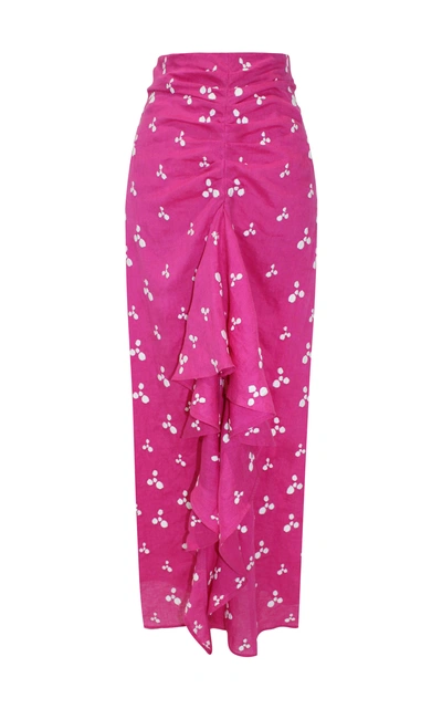 Shop All Things Mochi Ola Linen Maxi Skirt In Pink