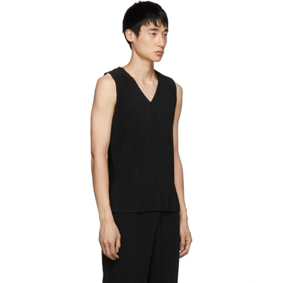 Shop Issey Miyake Black Pleated Tank Top In 15black