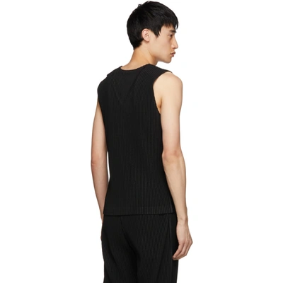 Shop Issey Miyake Black Pleated Tank Top In 15black