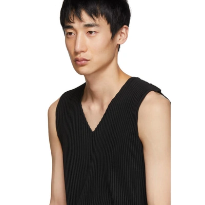 Shop Issey Miyake Black Pleated Tank Top In 15black