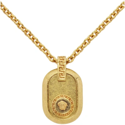 Shop Versace Gold Medusa Tribute Necklace In Kot Gold