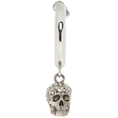 Shop Alexander Mcqueen Silver Crystal Skull Earring In 1157 Crystm