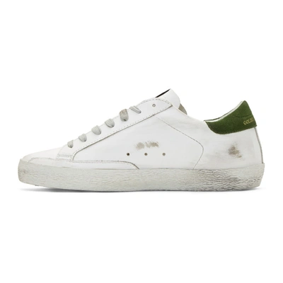 Shop Golden Goose White And Green Superstar Sneakers In Wht Leather