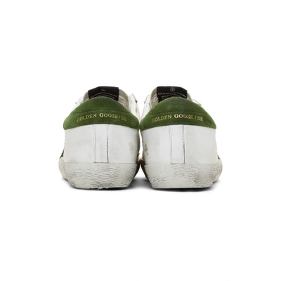 Shop Golden Goose White And Green Superstar Sneakers In Wht Leather